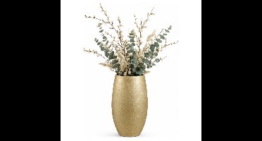 Mica Decorations bloemenvaas - goud - ribbel - D30 x H50 cm