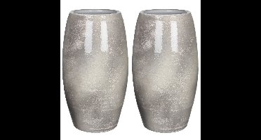 Mica Decorations Bloemenvaas Lester - 2x - wit - glanzend keramiek