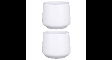 Mica Decorations Bloempot - 2x - wit - mat - keramiek - H15,5xD17 cm
