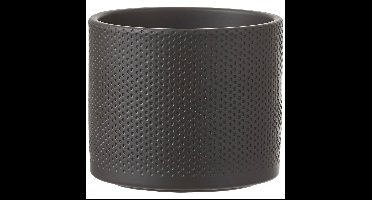 Mica Decorations Bloempot - donkergrijs - relief - keramiek - 13 cm