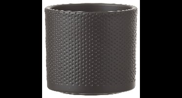 Mica Decorations Bloempot - donkergrijs - relief - keramiek - 21 cm