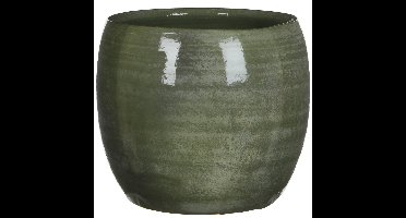 Mica Decorations Bloempot - groen - glanzend - keramiek - 24 x 22 cm