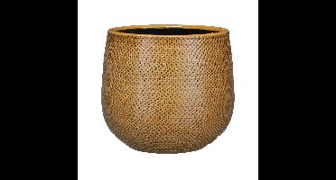 Mica Decorations Bloempot - okergeel - relief - keramiek - 21 cm