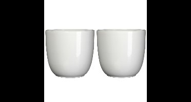 Mica Decorations Bloempot/plantenpot - 2x - wit - keramiek - D19 cm x H18