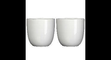 Mica Decorations Bloempot/plantenpot - 2x - wit - keramiek - D25 cm x H23