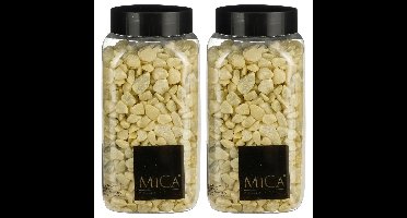Mica Decorations decoratie steentjes - 2x - geel - 1 kilo - 650ml
