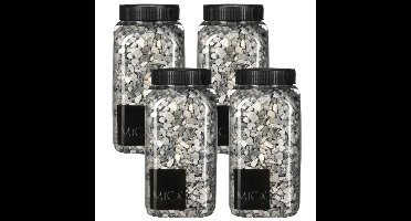 Mica Decorations decoratie steentjes - 4x - grijs - 1 kilo - 650ml