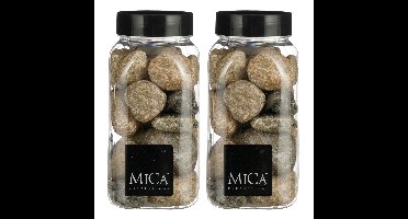 Mica Decorations decoratie stenen - 2x - 650ml - beige