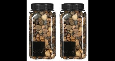 Mica Decorations decoratie stenen - 2x - 650ml - donkerbruin