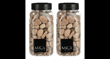 Mica Decorations decoratie stenen - 2x - 650ml - roestbruin