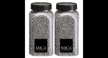 Mica Decorations decoratie stenen - 2x - 650ml - zilver
