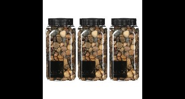 Mica Decorations decoratie stenen - 3x - 650ml - donkerbruin