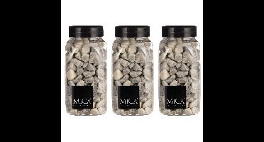 Mica Decorations decoratie stenen - 3x - 650ml - lichtgrijs