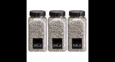 Mica Decorations decoratie stenen - 3x - 650ml - lichtgrijs