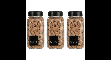 Mica Decorations decoratie stenen - 3x - 650ml - terra