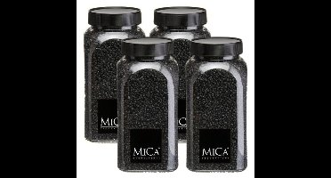 Mica Decorations decoratie stenen - 4x - 650ml - zwart