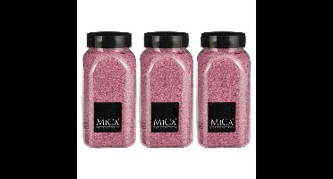 Mica Decorations decoratie zand - 3x - 650ml - roze