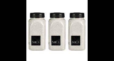 Mica Decorations decoratie zand - 3x - 650ml - wit