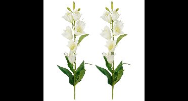 Mica Decorations Kunstbloem Campanula Floral - 2x - H71 cm - wit
