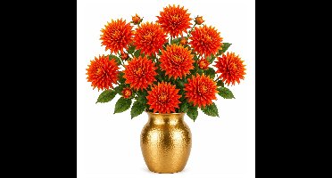 Mica Decorations Kunstbloem Dahlia Artistic - 10x - H74 cm - oranje