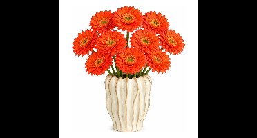 Mica Decorations Kunstbloem Gerbera Floral - 12x - H60 cm - oranje
