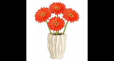 Mica Decorations Kunstbloem Gerbera Floral - 4x - H60 cm - oranje