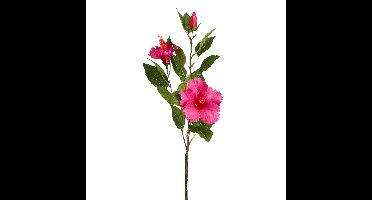 Mica Decorations Kunstbloem Hibiscus Floral - 5x - H74 cm - roze