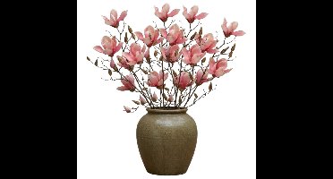 Mica Decorations Kunstbloemen - 4x - magnolia - roze - 80 cm
