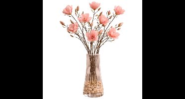 Mica Decorations Kunstbloemen Magnolia takken - 4x - 88 cm - zalmroze