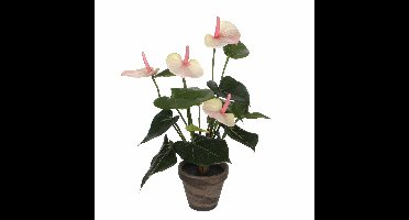 Mica Decorations Kunstplant Anthurium - lichtroze - 40 cm