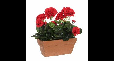 Mica Decorations Kunstplant - geranium - rood - 29 x 40 cm