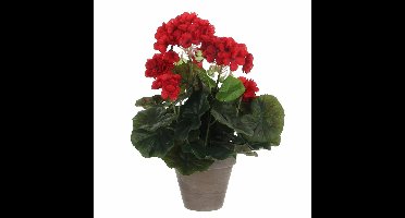 Mica Decorations Kunstplant - Geranium - rood - in pot - 34 cm