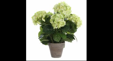 Mica Decorations Kunstplant Hortensia - lichtgroen - 45 cm - in pot