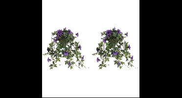 Mica Decorations Kunstplant Petunia - 2x - paars - 50 cm