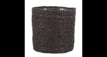 Mica Decorations Plantenmand - grijs - rotan - 18 x 18 cm