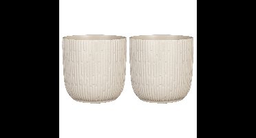 Mica Decorations Plantenpot - 2x - keramiek - mat wit - D19/H18 cm