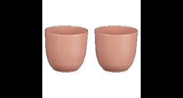 Mica Decorations Plantenpot - 2x - Lichtroze - keramiek - glans - 12x11cm