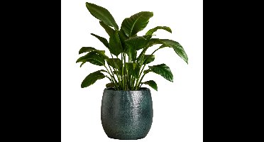 Mica Decorations Plantenpot - donkerblauw - ribbel - D31 x H32 cm