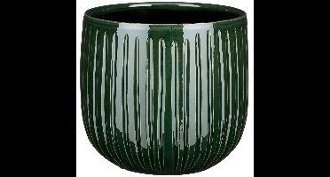 Mica Decorations Plantenpot - donkergroen - glans ribbel - D21xH19 cm