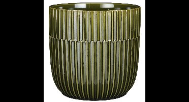 Mica Decorations - Plantenpot - groen - stripes - D19 x H18 cm