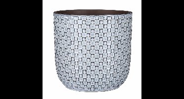 Mica Decorations Plantenpot - keramiek - blauw - 21 x 20 cm