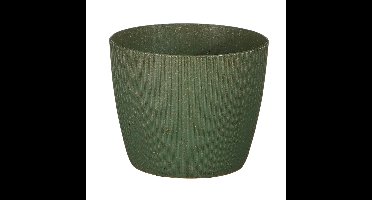 Mica Decorations Plantenpot - kunststof - donkergroen/ribbels- 14 cm