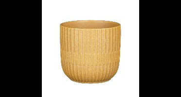 Mica Decorations - Plantenpot - mat okergeel - stripes - D12.5 x H11cm