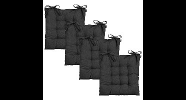 Mica Decorations stoelkussen - 4x - zwart - 46 x 46 x 7 cm
