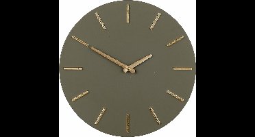 Mica Decorations Wandklok - donker groen - aluminium - D36 cm