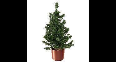Mini kerstboom groen - in kunststof pot koper - 75 cm - kunstboom