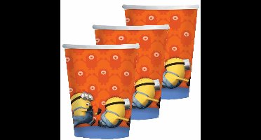 Minions bekertjes - 16x - karton - 266 ml - Kinderfeest - Themafeestje