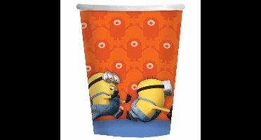 Minions bekertjes - 8x - karton - 266 ml - Kinderfeest - Themafeestje