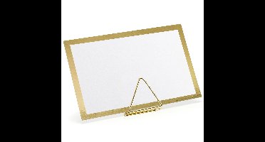 Naamkaartjes/plaatskaarten met houders - Driehoek - Bruiloft - 10x sets - goud