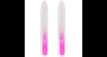Nagelvijlen van glas 2x - roze - 14 cm - in hoesje